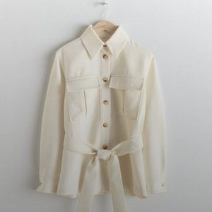 & Other Stories shirt jacket belted white cream